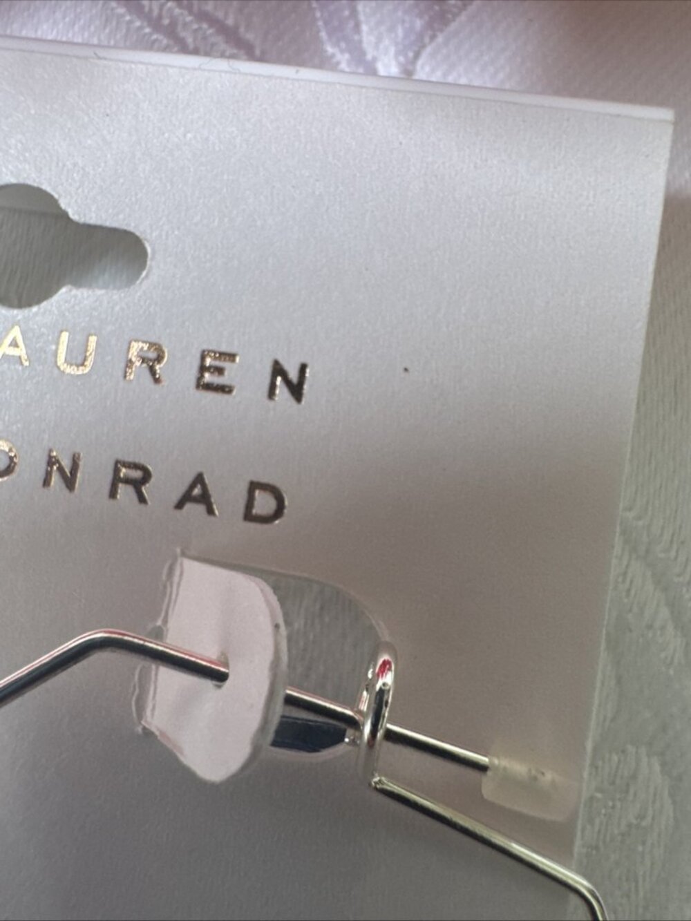 LC Lauren Conrad Silver Tone Dainty Wire Octagon Dangle Drop Earrings 2" NEW - Picture 3 of 5